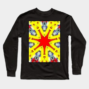 Red Star Colorful Geometric Pattern Long Sleeve T-Shirt